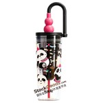 Black Red Gourd Shape Straw Cup With Panda Print 780ml With Tea Filter